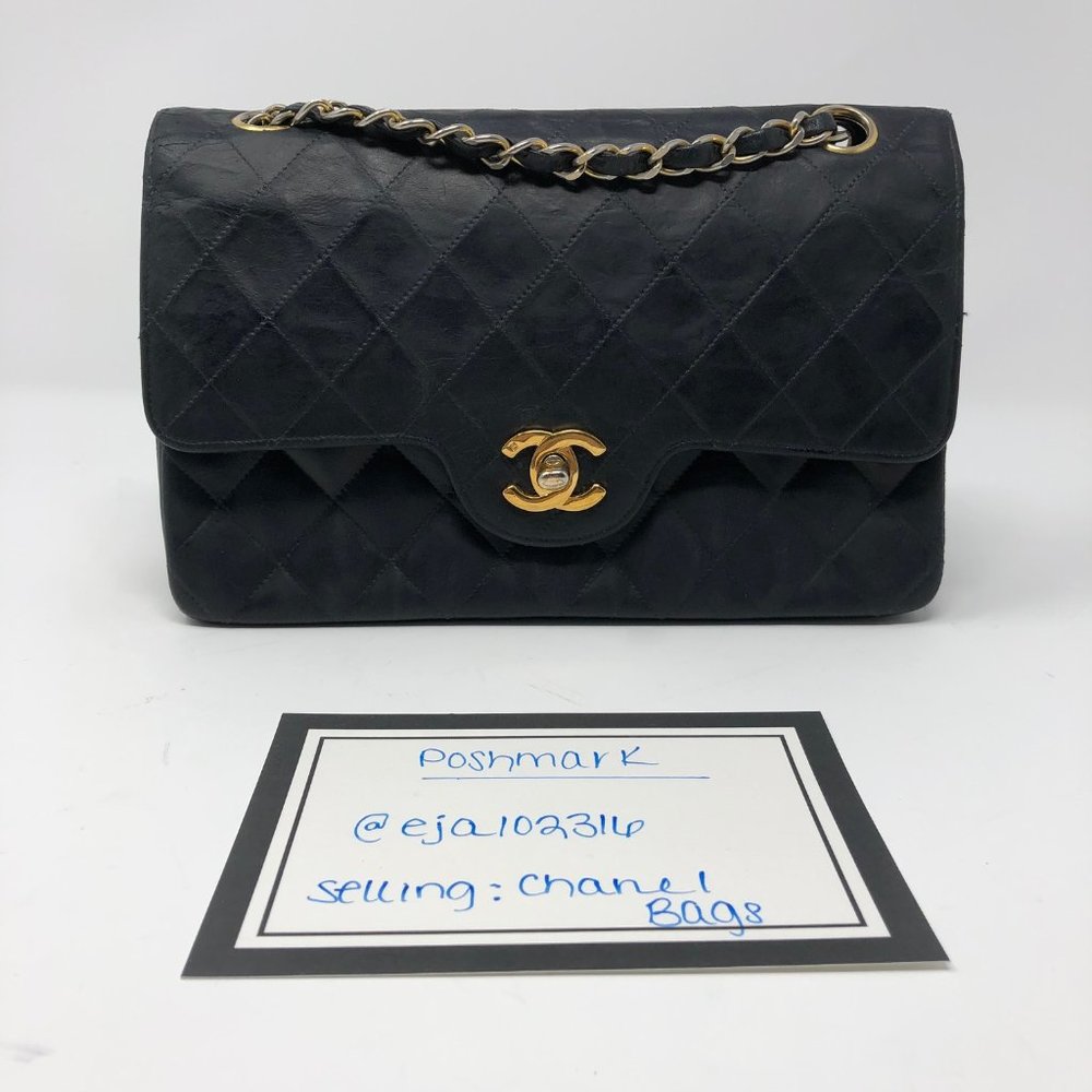 CHANEL Small Navy Vintage Double Flap